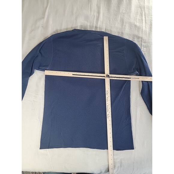 Lands End Mens XL Sweater Pullover Crew Neck Wool Blend Knit Dark Blue USA VTG - Picture 9 of 12